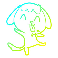 cold gradient line drawing cute cartoon dog