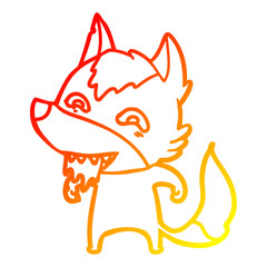 warm gradient line drawing cartoon hungry wolf