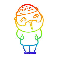 rainbow gradient line drawing cartoon happy bearded man
