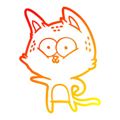 warm gradient line drawing cartoon cat
