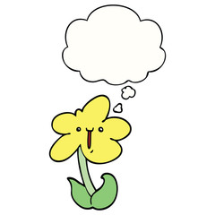 cartoon flower and thought bubble