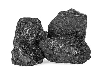 Obraz premium Pile of black coal isolated on a white background
