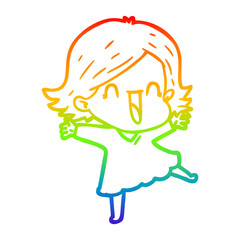 rainbow gradient line drawing cartoon laughing woman