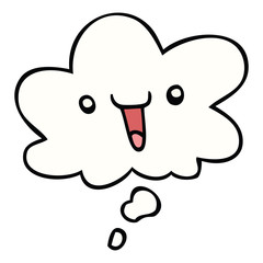 cute happy cartoon face and thought bubble