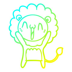 cold gradient line drawing happy cartoon lion