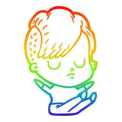 rainbow gradient line drawing cartoon woman