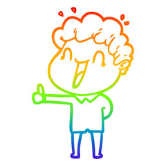 Obraz premium rainbow gradient line drawing cartoon happy man