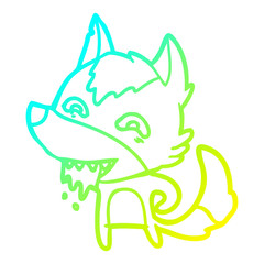 cold gradient line drawing cartoon hungry wolf