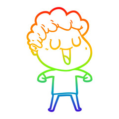 rainbow gradient line drawing laughing cartoon man