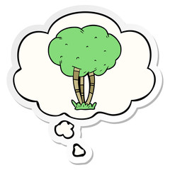 cartoon tree and thought bubble as a printed sticker