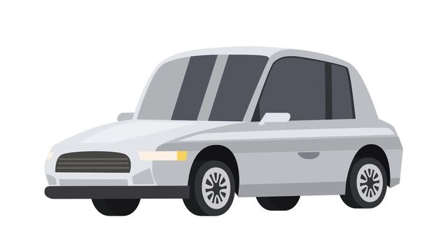 Cartoon isolated white auto car flat animation side view