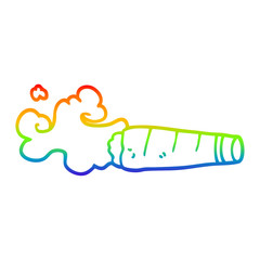 Fototapeta na wymiar rainbow gradient line drawing cartoon smoking cigar