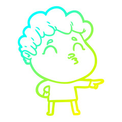 cold gradient line drawing cartoon man pouting