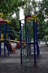 Colorful playground on yard in the park.