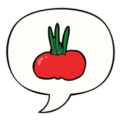 cartoon vegetable and speech bubble