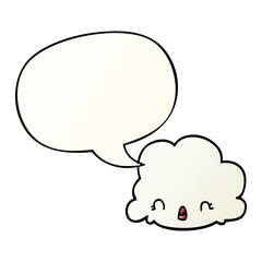 cartoon cloud and speech bubble in smooth gradient style