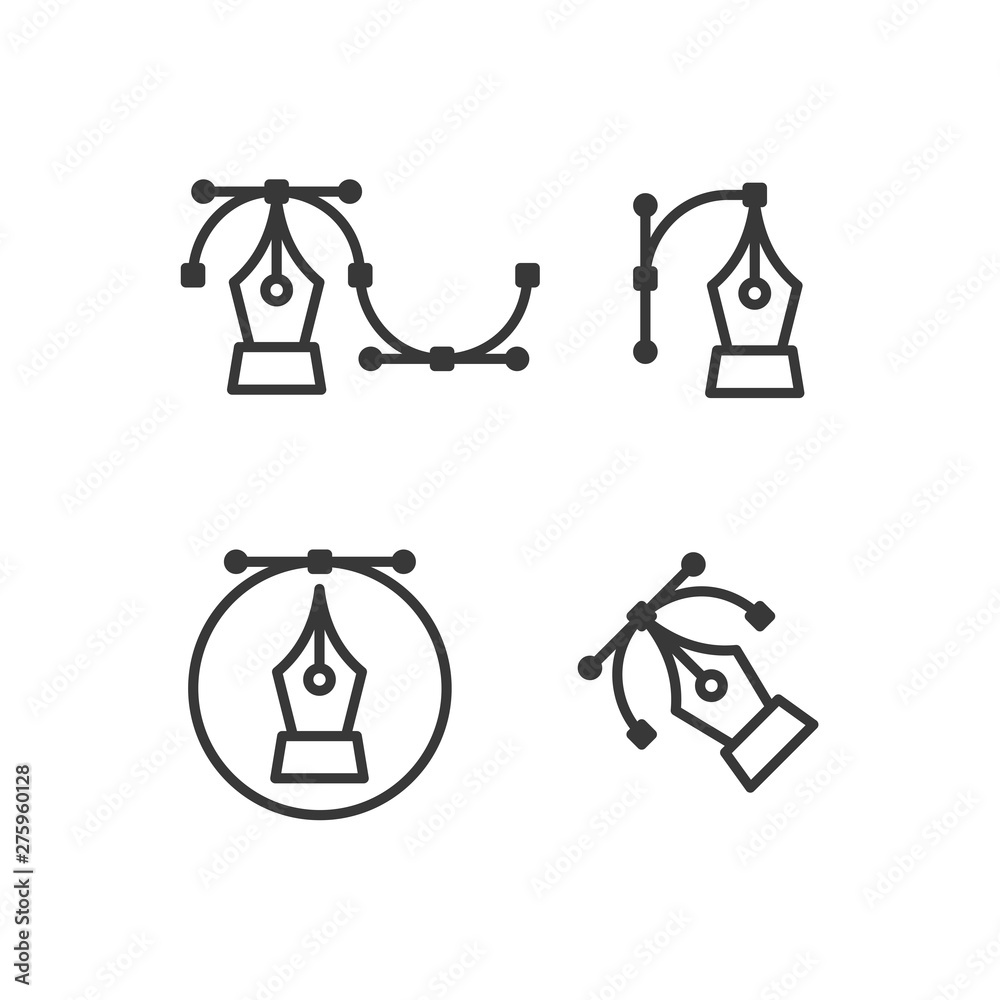Poster pen tool cursor icon set symbol template black color editable. simple logo vector illustration for g