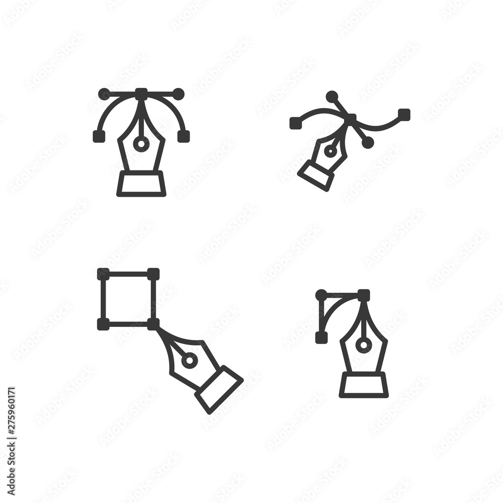 Poster Pen tool cursor icon set symbol template black color editable. Simple logo vector illustration for graphic and web design.