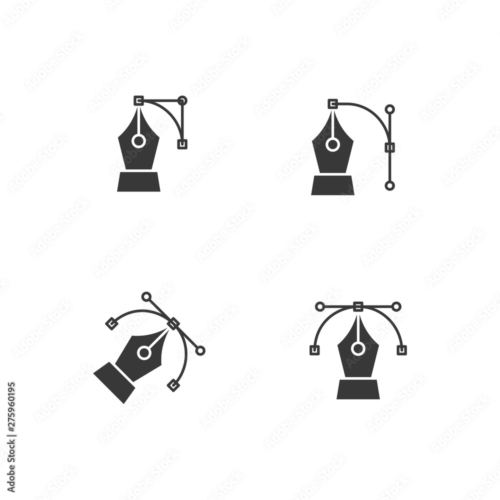 Poster Pen tool cursor icon set symbol template black color editable. Simple logo vector illustration for graphic and web design.