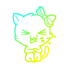 cold gradient line drawing cartoon cat