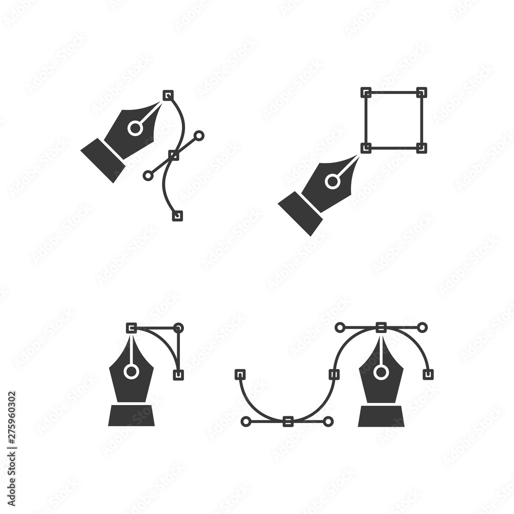 Aufkleber pen tool cursor icon set symbol template black color editable. simple logo vector illustration for g