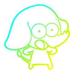 cold gradient line drawing cute cartoon elephant
