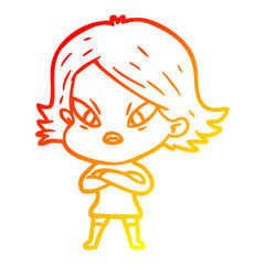 warm gradient line drawing cartoon stressed woman