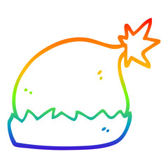 rainbow gradient line drawing cartoon santa hat