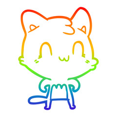 rainbow gradient line drawing cartoon happy cat