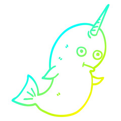 cold gradient line drawing cartoon white narwhal © lineartestpilot
