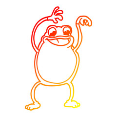 warm gradient line drawing cartoon frog