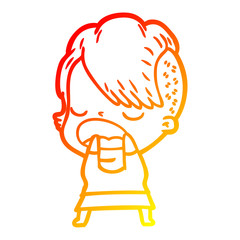 warm gradient line drawing cartoon cool hipster girl talking