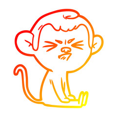 warm gradient line drawing cartoon angry monkey