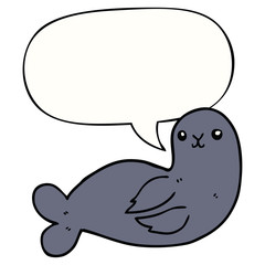 cartoon seal and speech bubble