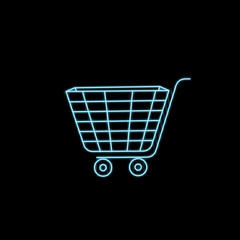 Shopping Cart Icon, flat design best vector neon icon