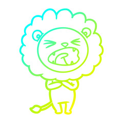 cold gradient line drawing cartoon lion