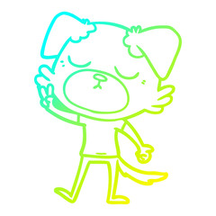 cold gradient line drawing cute cartoon dog
