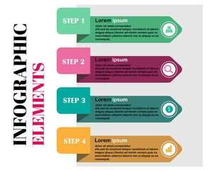 Vector infographics design template on the white background,diagram, annual report, web design. Business concept with 4 step, steps or processes.