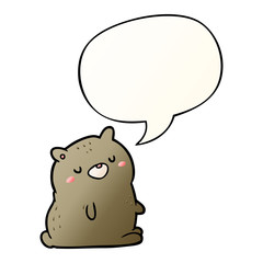 cute cartoon bear and speech bubble in smooth gradient style