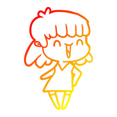 warm gradient line drawing cartoon woman