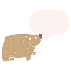 cartoon bear and speech bubble in retro style