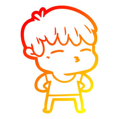 warm gradient line drawing cartoon curious boy