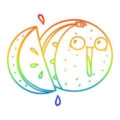 Fototapeta premium rainbow gradient line drawing crazy cartoon orange