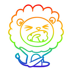 rainbow gradient line drawing cartoon lion throwing tantrum