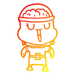 warm gradient line drawing happy cartoon robot