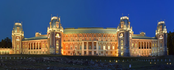 Tsaritsyno Palace complex in Moscow, founded by decree of Empress Catherine II in 1776. The construction was supervised by architects Vasily Bazhenov and Matvey Kazakov. Russia, Moscow, June 2019