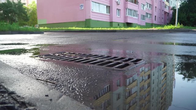 Stormwater drainage system. reflection of Residential building