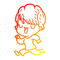 warm gradient line drawing cartoon woman talking