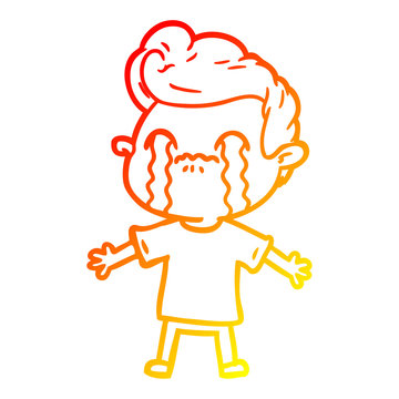 recommend clip art: warm gradient line drawing cartoon man crying