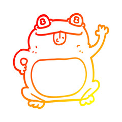 Fototapeta premium warm gradient line drawing cartoon frog